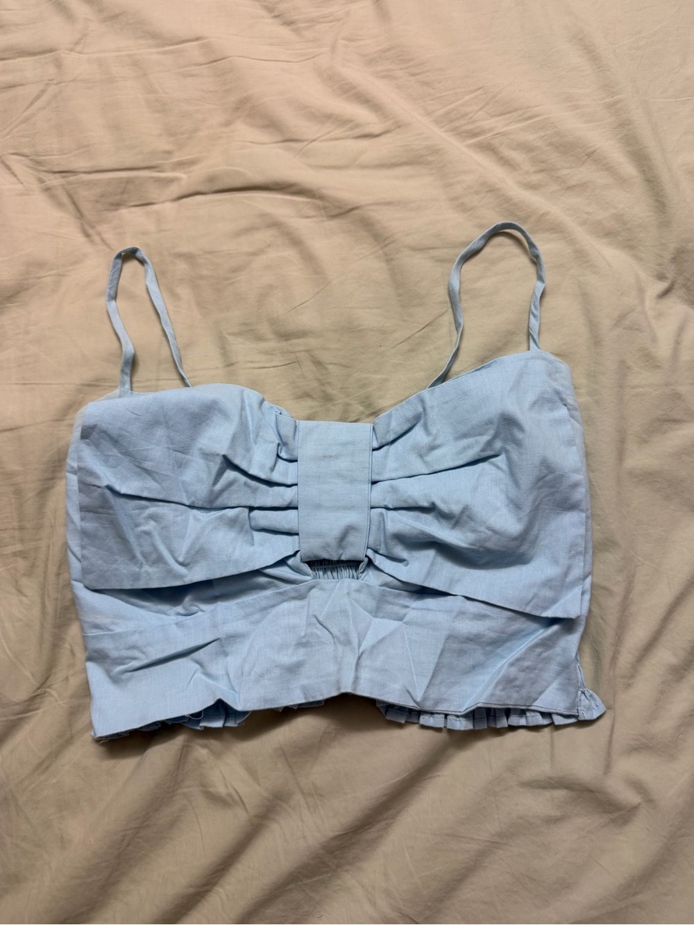 Light Blue Bow Front Crop Top